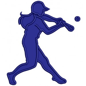 Softball Player Swinging Bat Sports Applique Machine Embroidery Design Digitized Pattern